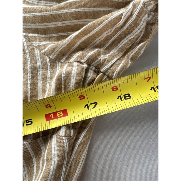 Free People Striped Tan/White Jumpsuit With V-Neck Tie Back Design size M - Picture 9 of 14